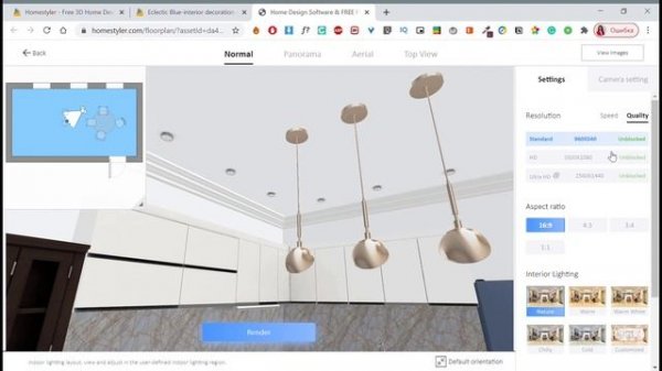 Точечное освещение + настройка визуализации в #Homestyler