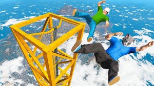 ЗАБРАЛИСЬ С РАЙЛЮХОЙ НА САМУЮ ВЫСОКУЮ ВЫШКУ И СПРЫГНУЛИ С НЕЁ  ГТА 5 МОДЫ МУРКА