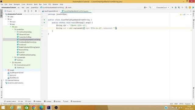 Automation QA Java Interview Questions: count only alphabets/remove special characters from a strin смотреть онлайн