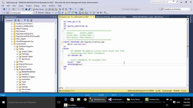OPENJSON On SQL Server 2016 смотреть онлайн