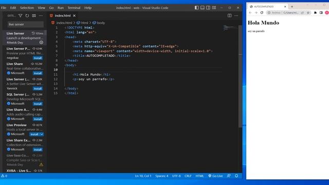 como AUTOCOMPLETAR html en VISUAL studio CODE ? смотреть онлайн