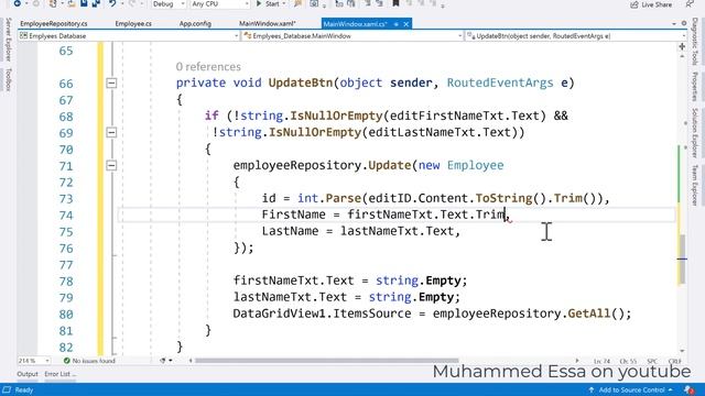 118 C# C Sharp Database SQL SERVER update DataGrid смотреть онлайн