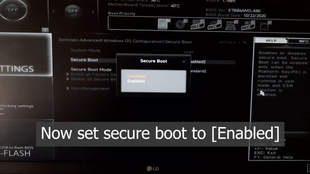 How to Turn On Secure Boot in MSI Motherboards BIOS (Intel/Ryzen) in Windows 10 смотреть онлайн
