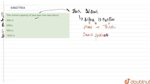 The cranial capacity of Java ape man was about | 12 | ORIGIN & EVOLUTION OF LIFE | BIOLOGY | ALL... смотреть онлайн