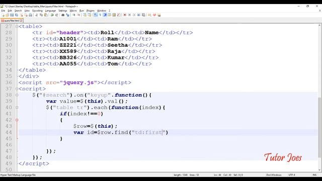 Live Table Filter Using jQuery in Tamil смотреть онлайн
