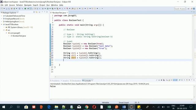 Java.Lang Package- Boolean class-toString() смотреть онлайн