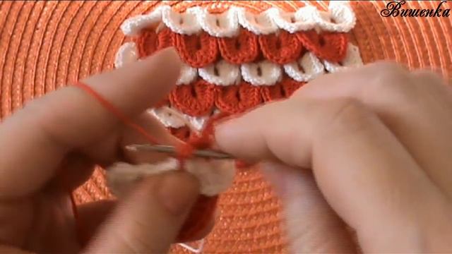 Вязание крючком узора ЧЕШУЙКИ смотреть онлайн