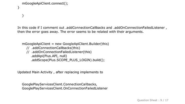 Android : Error implementing GoogleApiClient Builder for Android development смотреть онлайн