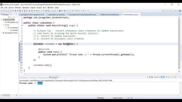 Eclipse Tip : Auto Convert Anonymous Class to Lambda Expression смотреть онлайн