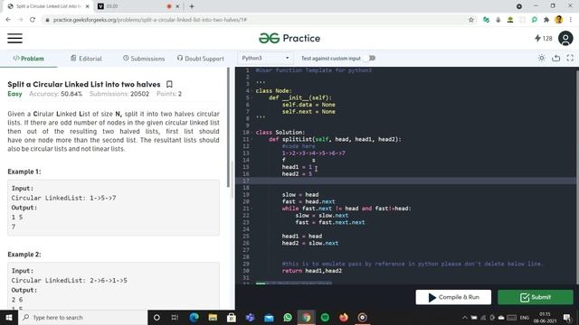 Split a Circular Linked List into Two Halves Gfg Python Love Babbar DSA Cracker Sheet смотреть онлайн