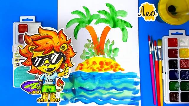 Как нарисовать МОРЕ и ОСТРОВ красками - урок рисования для детей смотреть онлайн