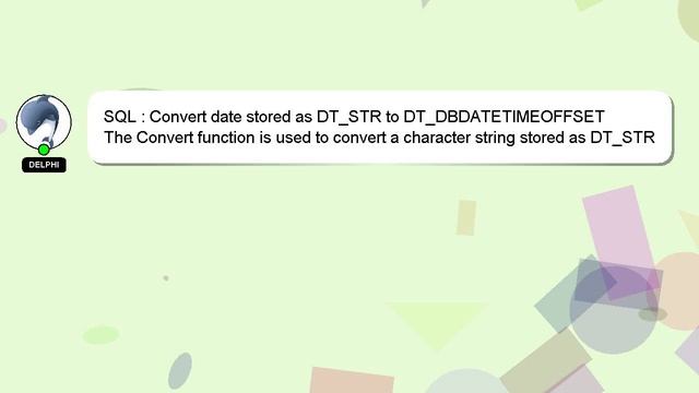 SQL : Convert date stored as DT_STR to DT_DBDATETIMEOFFSET смотреть онлайн