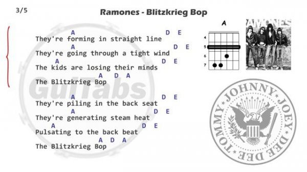 BLITZKRIEG BOP 👽 - Ramones ( Lyrics - GUITAR Chords 🎸- Karaoke )