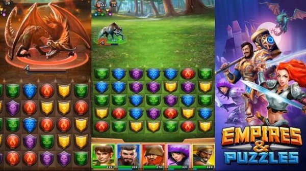 Empires & Puzzles: RPG Quest 3 в Ряд Начало грандиозных приключений Борьба с Темным Властелином