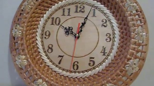 Плетёные часы+декоративное панно. Wicker Wall Clock, Wall Decorative Clock.