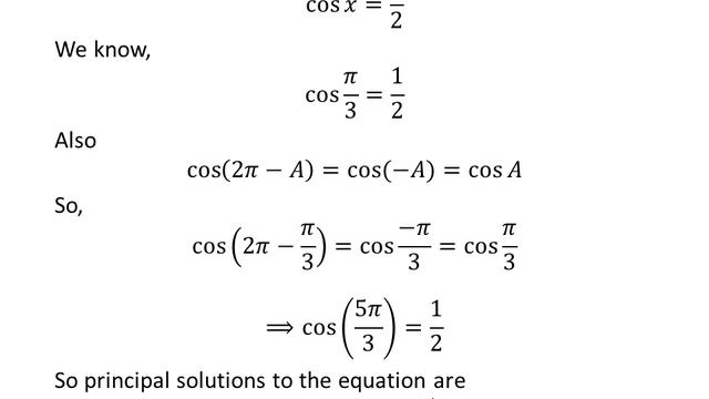 Solve cos x = 1/2 смотреть онлайн