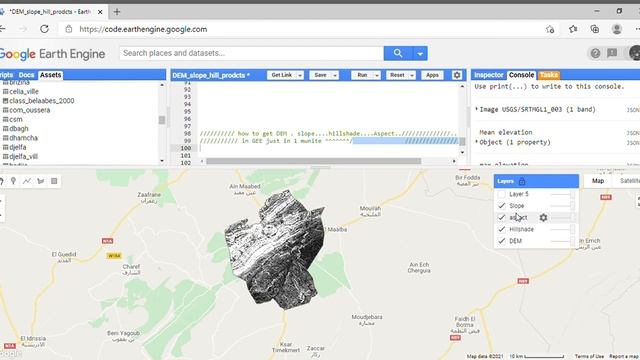 Get a DEM , Aspect, slope and Hillshade in google earth engine just in few minute (GEE بالعربية ) смотреть онлайн