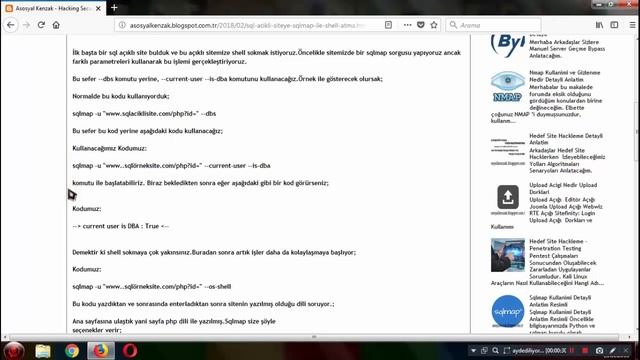 Sql Açıklı Siteye Sqlmap ile Shell Atma смотреть онлайн