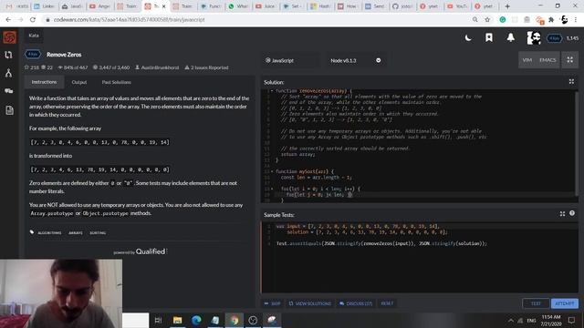 Code Wars 4 kyo - Remove Zeros solved! смотреть онлайн