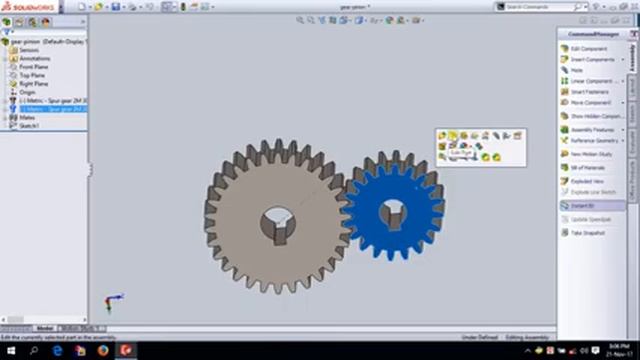 Spur gear and pinion mate in solidworks..........then convert into autocad смотреть онлайн
