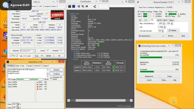 AMD C-60 RODANDO HA 4.0 GHZ ( OVERCLOCK) смотреть онлайн
