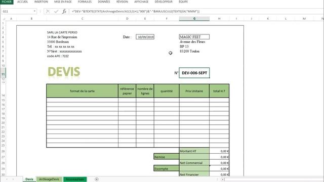 EXCEL - CRÉER UN NUMÉRO AUTOMATIQUE (De Facture, De Devis..)