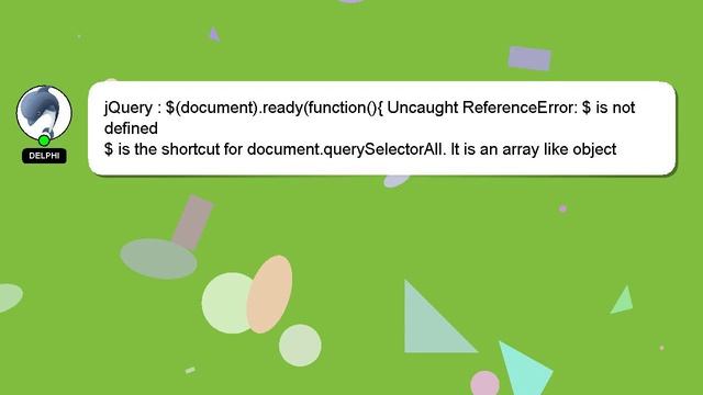jQuery : $(document).ready(function(){ Uncaught ReferenceError: $ is not defined смотреть онлайн