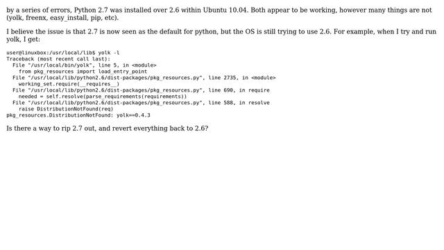 Ubuntu: How do I remove the Python 2.7 I installed and roll back to 2.6? смотреть онлайн