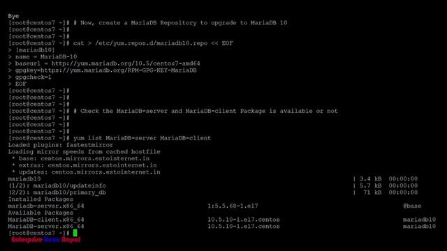 How to upgrade MariaDB from 5 to 10 in Enterprise Linux (RHEL/CentOS/Oracle Linux etc.) with Data смотреть онлайн