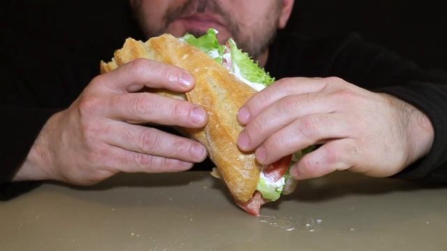 Ham Bacon & Cheese Sandwich ASMR Mukbang Eating Sounds Сэндвич с Ветчиной и Сыром Мукбанг АСМР Итин