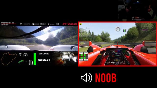 919 Evo (5m19s) vs SF70H (5m23s); Nürburgring Nordschleife - Assetto Corsa PC Gameplay смотреть онлайн