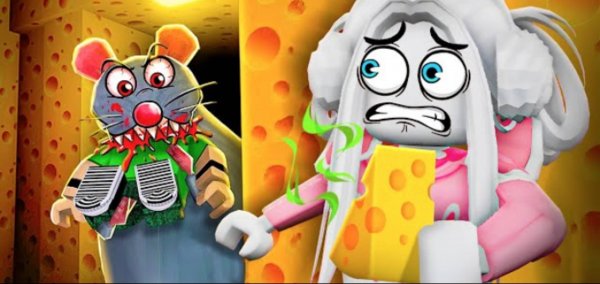ЗЛАЯ КРЫСА ОХОТИТСЯ на Кролика Баффи и Кота Малыша😱Roblox cheese escape.Видео не моё