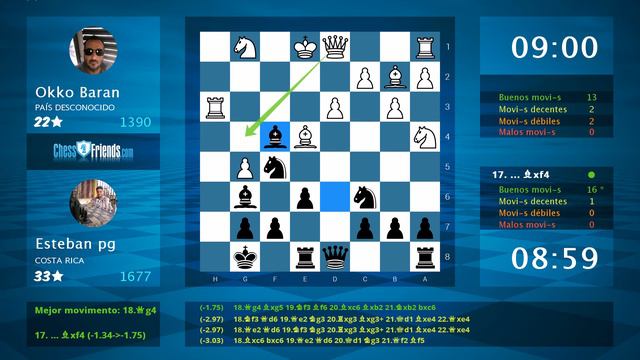 Chess Game Analysis: Okko Baran - Esteban pg : 0-1 (By ChessFriends.com) смотреть онлайн