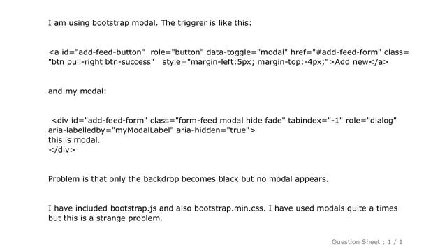 jQuery : Bootstrap modal not showing. Only background becomes black смотреть онлайн