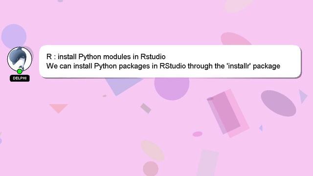 R : install Python modules in Rstudio смотреть онлайн