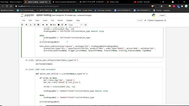 How To Place Options Orders Using KITE CONNECT with Python in Telugu - 3 смотреть онлайн