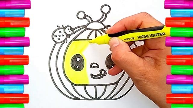 Drawing a cocomelon | How to draw cocomelon | Painting and coloring for kids,toddlers смотреть онлайн