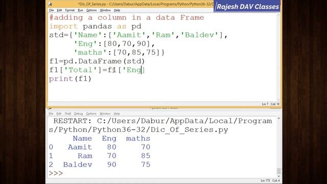Operations on Python Data Frame | Add | Rename | Delete a Column in Python Data Frame In Hindi #5 смотреть онлайн