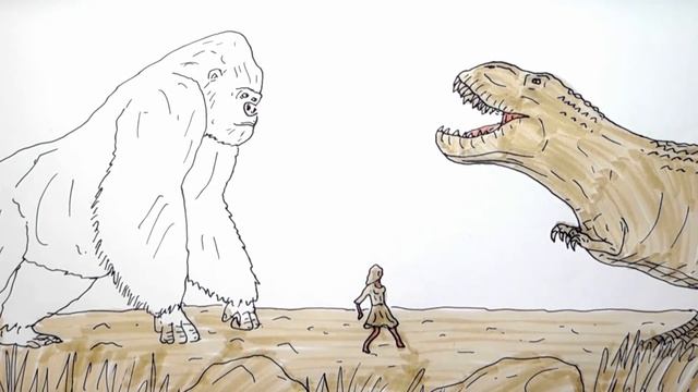 Drawind and Coloring King Kong VS Trex - Dinosaur Color Pages for Children - How to draw King Kong смотреть онлайн