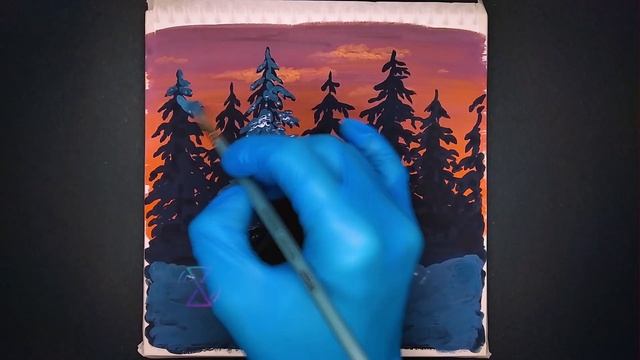 Уютный домик в зимнем лесу ⛄❄ (рисунок темперой) смотреть онлайн