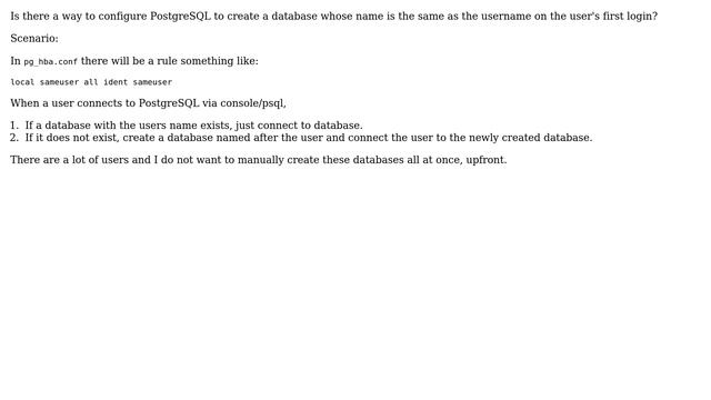 Databases: PostgreSQL - automatically create a database for users on first login (2 Solutions!!) смотреть онлайн
