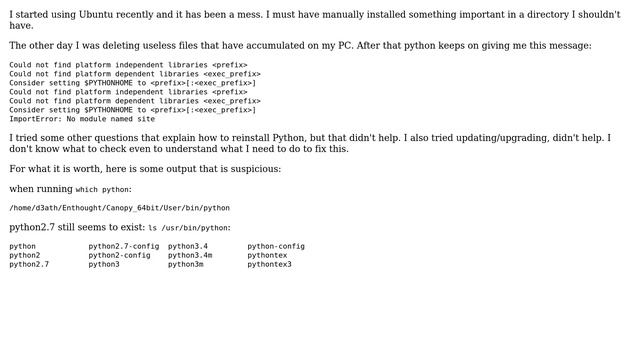 Ubuntu: Python broke somehow "Could not find platform independent libraries ＜prefix＞" смотреть онлайн