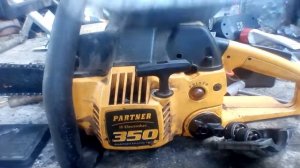 Бензопила Partner 350 ч.2  Заводим! После замены поршневой. 29.09.19(58)