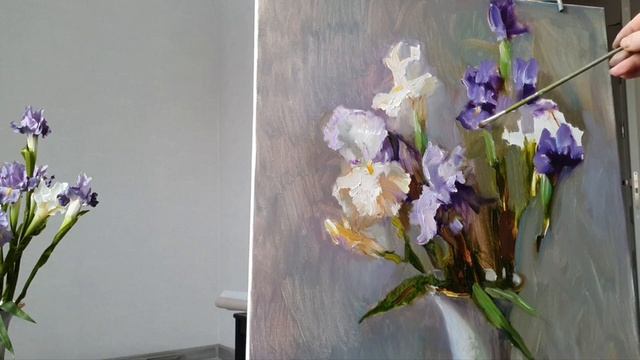 Ирисы на сером. смотреть онлайн