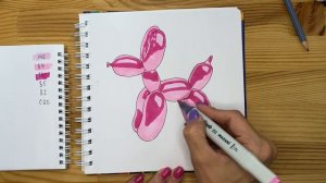 Рисунок скетч маркерами "Воздушная собака" для скетчбука | Срисовка картинки для начинающих