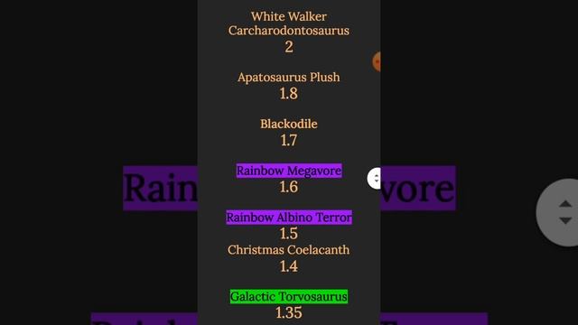 Dinosaur Simulator /Trading Value List