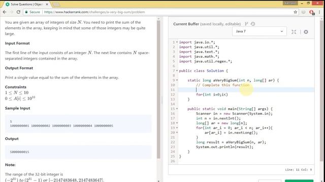 How To Solve A Very Big Sum HackerRank Problem in Java смотреть онлайн