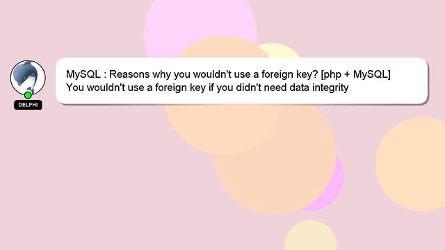 MySQL : Reasons why you wouldn't use a foreign key? [php + MySQL] смотреть онлайн