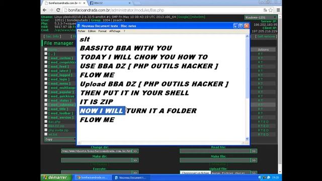 UPLOAD BBA DZ PHP OUTILS HACKER ON SHELL смотреть онлайн