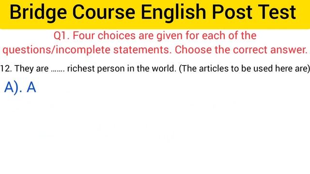 Bridge Course 2022-23 Post-test Activity 10th English | Class 10th English Bridge Course | смотреть онлайн